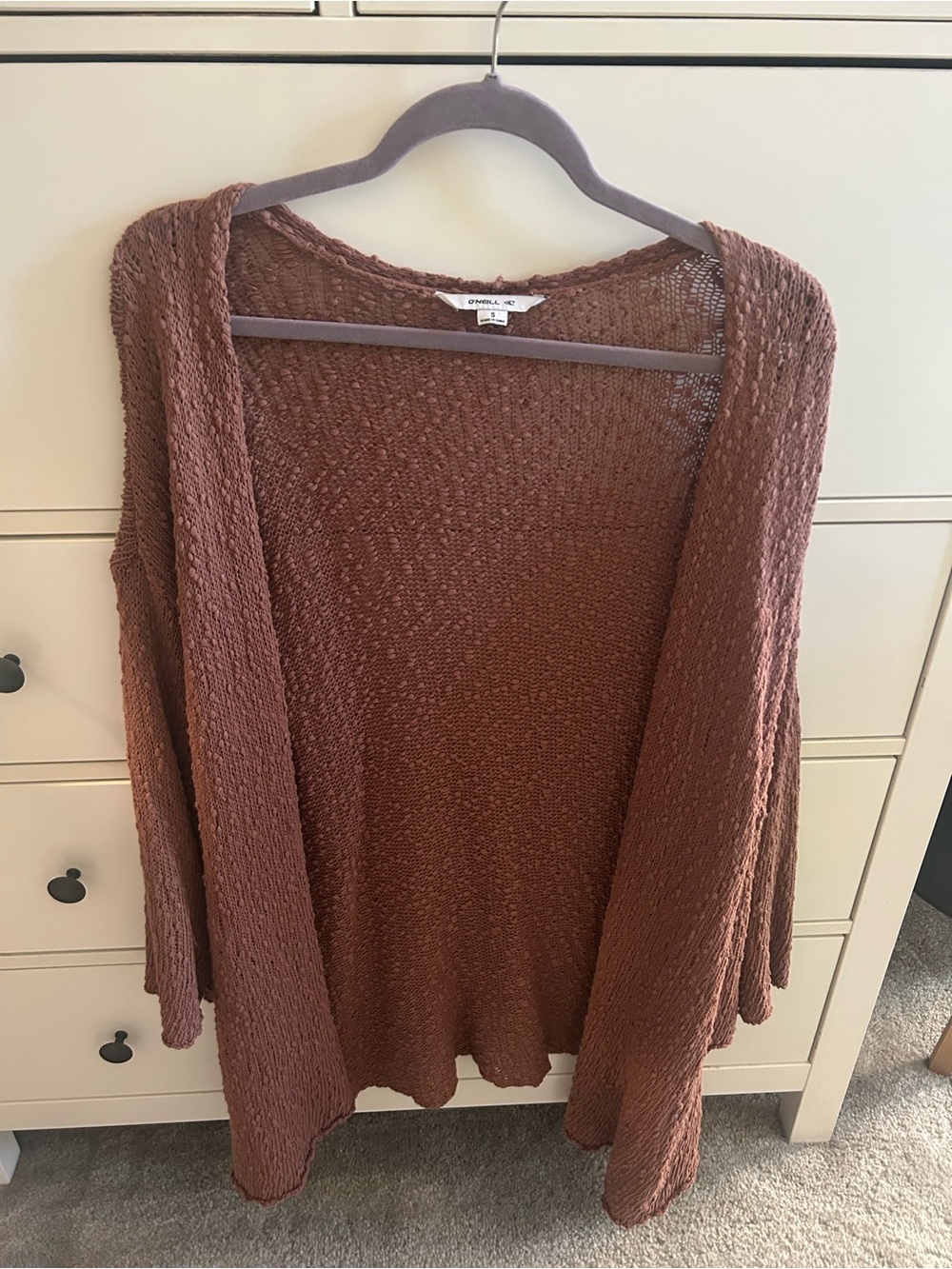 O'Neill Open-Front Knit Cardigan - Rust Brown